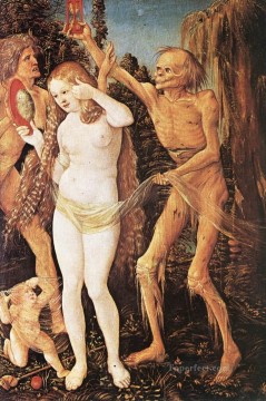  death Oil Painting - Three Ages Of The Woman And The Death Renaissance nude painter Hans Baldung